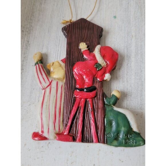 R.O.C bunny rabbit Santa clock ornament Xmas decor - Picture 6 of 6